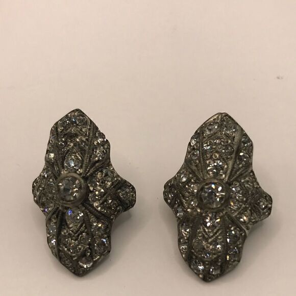 Antique 1922 Fishel Nessler silver and Rhinestone button covers. - Picture 3 of 5